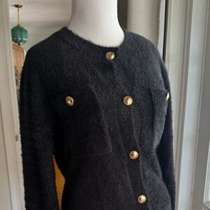 VENUS Black Teddy Jacket with Gold Buttons